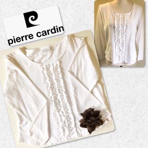 Pierre Cardin Women’s Long Sleeve Ruffle Panel Top